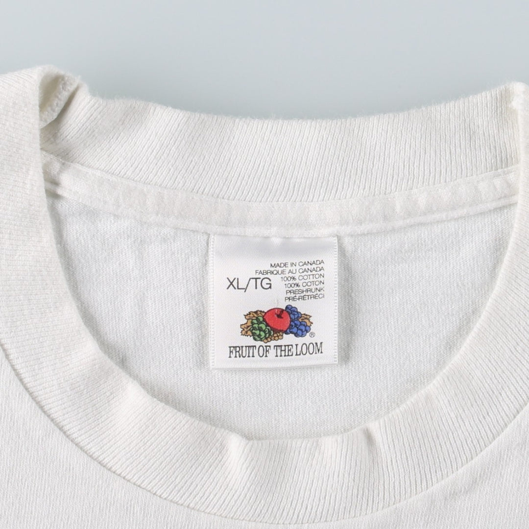 90'S Fruit of the Loom Animal T-Shirt, Made in Canada, Men's XL equivalent, Vintage cotton white type Vintage Second Hand