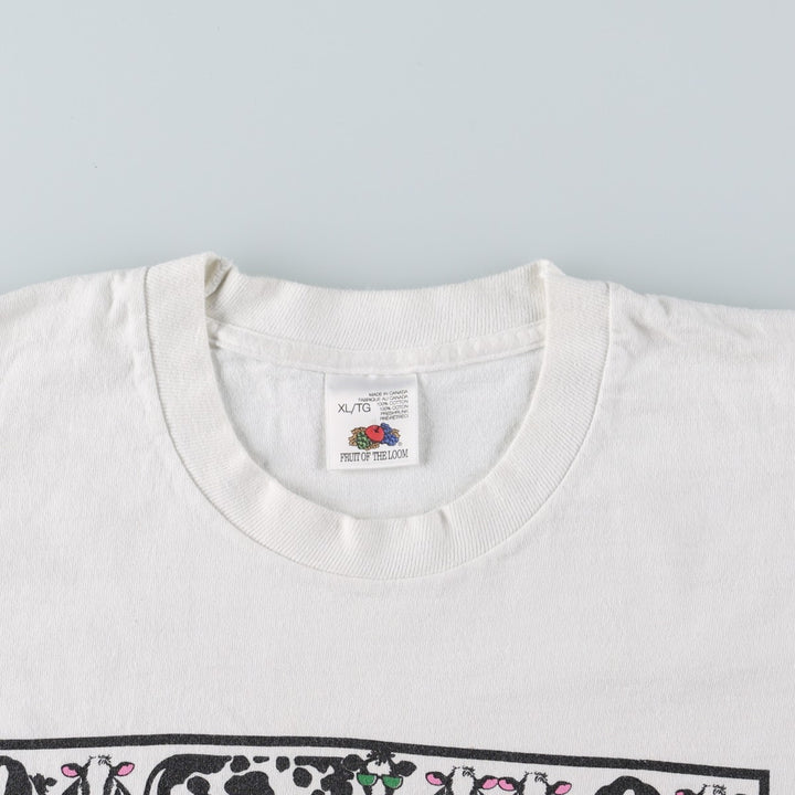 90'S Fruit of the Loom Animal T-Shirt, Made in Canada, Men's XL equivalent, Vintage cotton white type Vintage Second Hand
