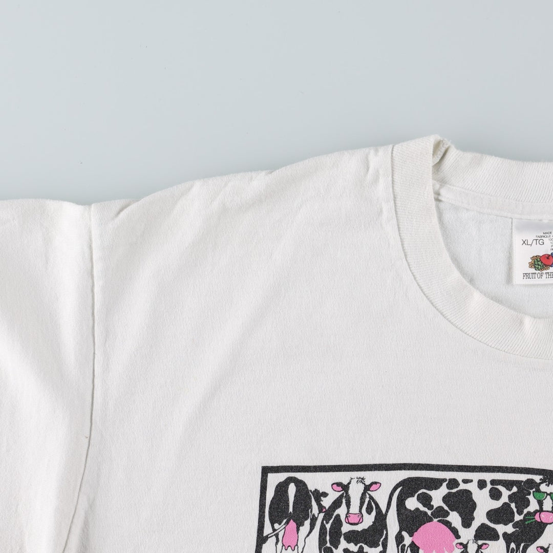 90'S Fruit of the Loom Animal T-Shirt, Made in Canada, Men's XL equivalent, Vintage cotton white type Vintage Second Hand