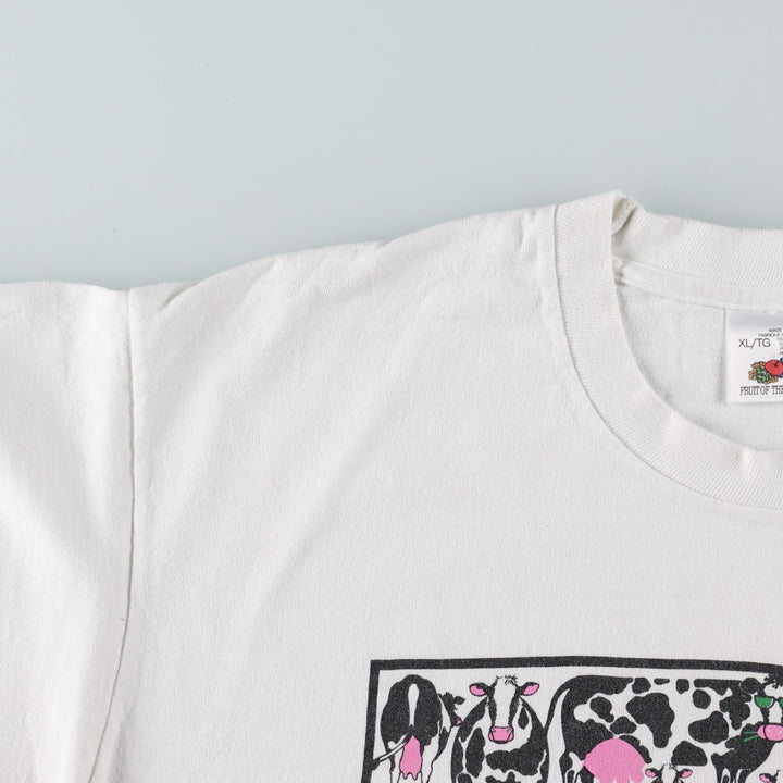 90'S Fruit of the Loom Animal T-Shirt, Made in Canada, Men's XL equivalent, Vintage cotton white type Vintage Second Hand