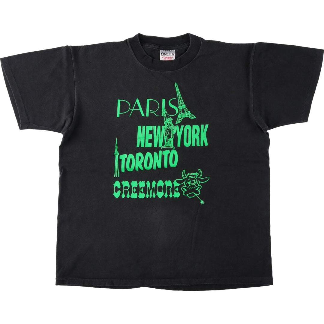 90'S ONEITA Souvenir T-shirt, Made in USA, Men's Size L (approx.), Vintage cotton black type Vintage Second Hand