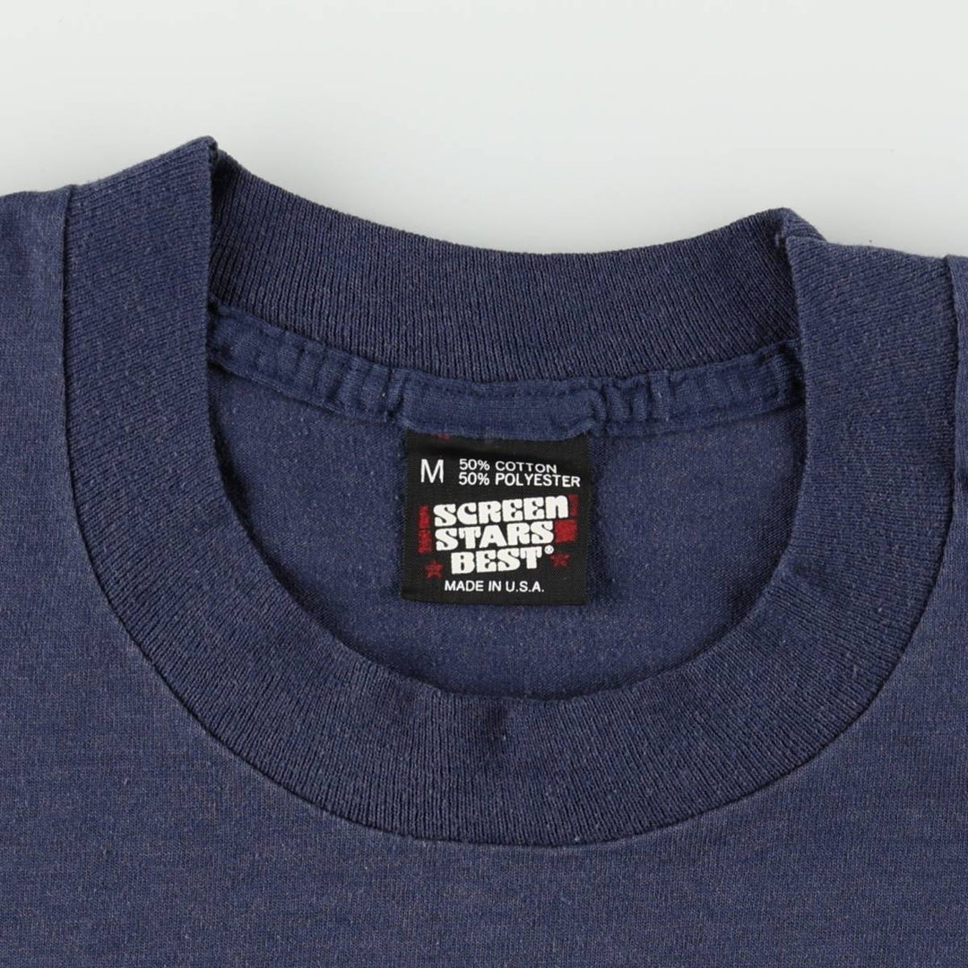 90'S SCREEN STARS Printed T-shirt Made in USA Men's M Vintage cotton navy blue type Vintage Second Hand
