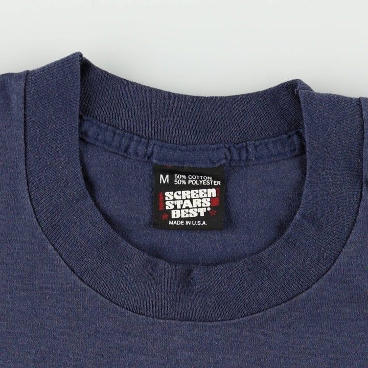 90'S SCREEN STARS Printed T-shirt Made in USA Men's M Vintage cotton navy blue type Vintage Second Hand