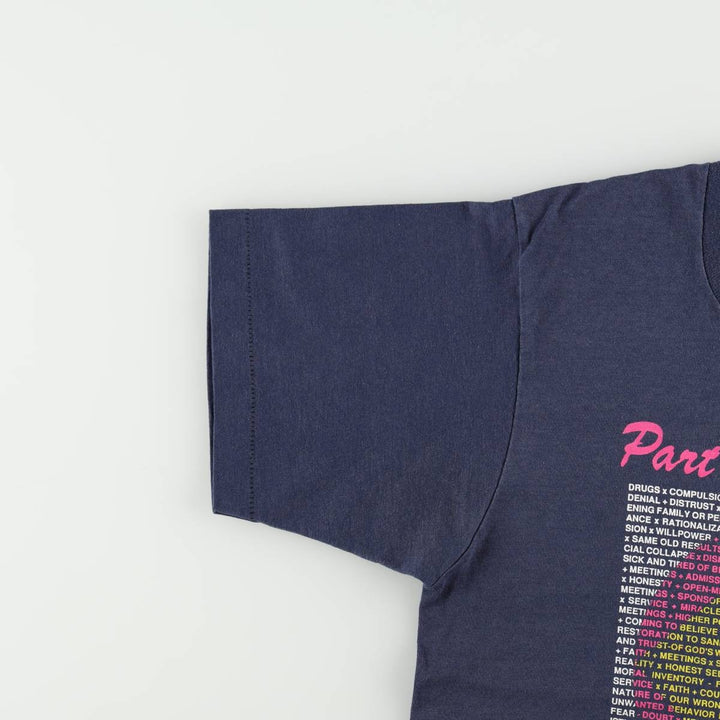 90'S SCREEN STARS Printed T-shirt Made in USA Men's M Vintage cotton navy blue type Vintage Second Hand