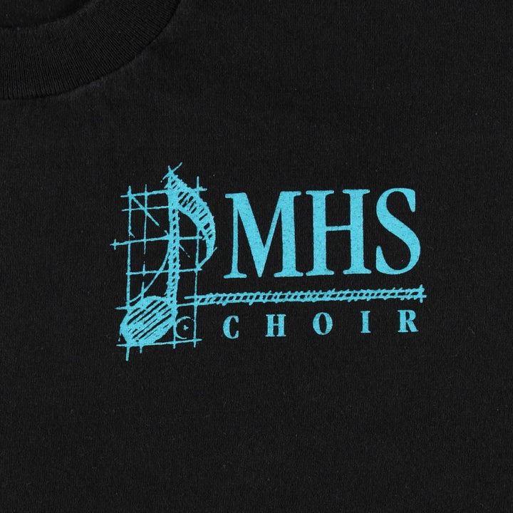 90'S Fruit of the Loom MHS Choir Print T-Shirt, Made in USA, Men's XL equivalent, Vintage cotton black type Vintage Second Hand