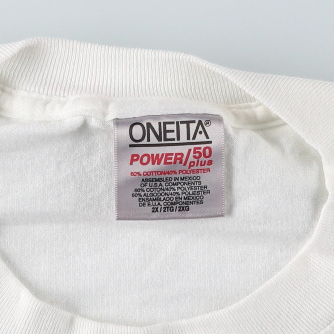 90'S ONEITA KompoZur Wrap T-Shirt, Men's XXL equivalent, Vintage cotton white type Vintage Second Hand