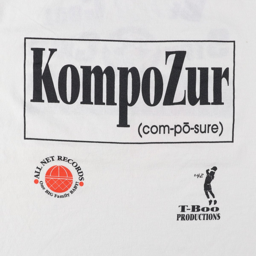 90'S ONEITA KompoZur Wrap T-Shirt, Men's XXL equivalent, Vintage cotton white type Vintage Second Hand