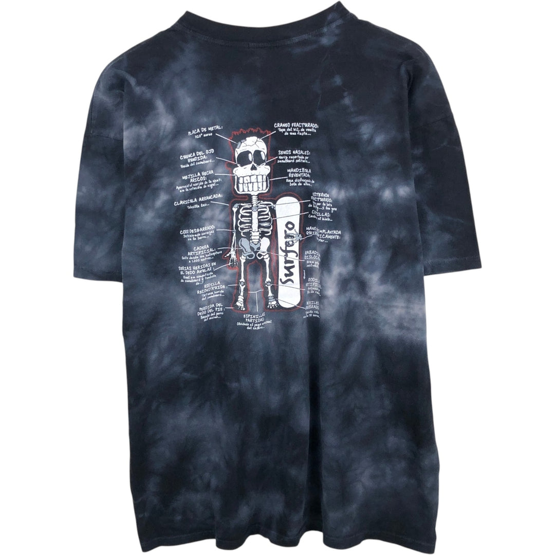 Etcetera Skull Pattern Tie-Dye Print T-Shirt, Made in Spain, Men's XL Equivalent cotton black type Vintage Second Hand