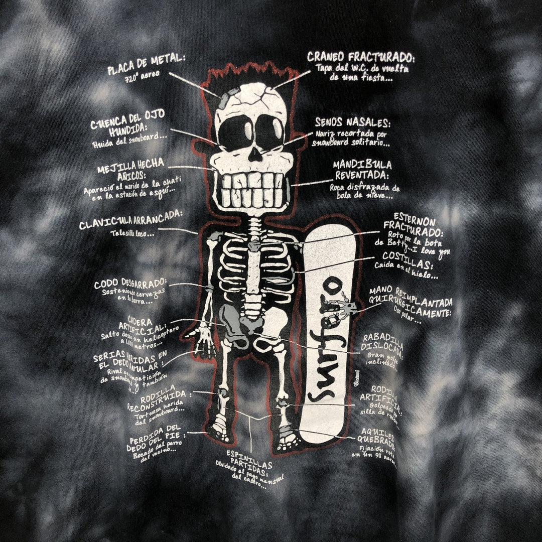Etcetera Skull Pattern Tie-Dye Print T-Shirt, Made in Spain, Men's XL Equivalent cotton black type Vintage Second Hand