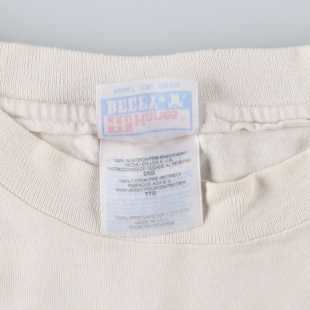 90'S Hanes BEEFY-T Print T-Shirt, Made in USA, Men's XXL equivalent. cotton ivory Vintage Second Hand