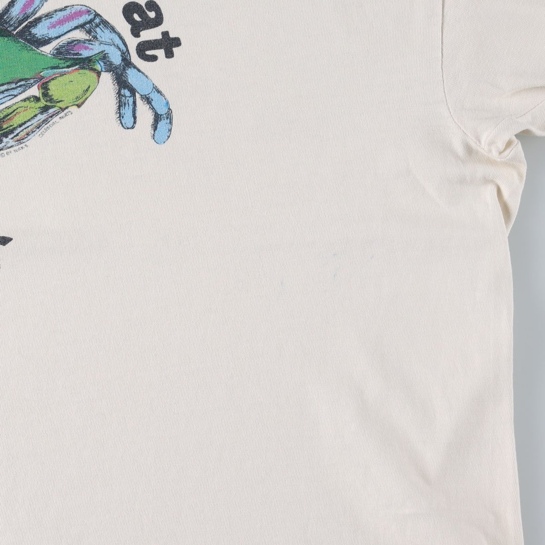 90'S Hanes BEEFY-T Print T-Shirt, Made in USA, Men's XXL equivalent. cotton ivory Vintage Second Hand