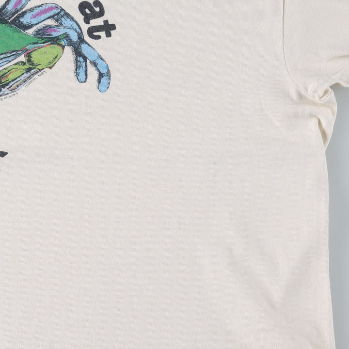 90'S Hanes BEEFY-T Print T-Shirt, Made in USA, Men's XXL equivalent. cotton ivory Vintage Second Hand