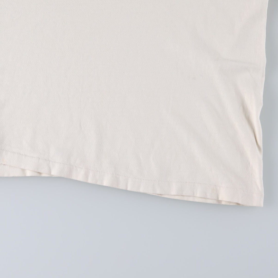 90'S Hanes BEEFY-T Print T-Shirt, Made in USA, Men's XXL equivalent. cotton ivory Vintage Second Hand