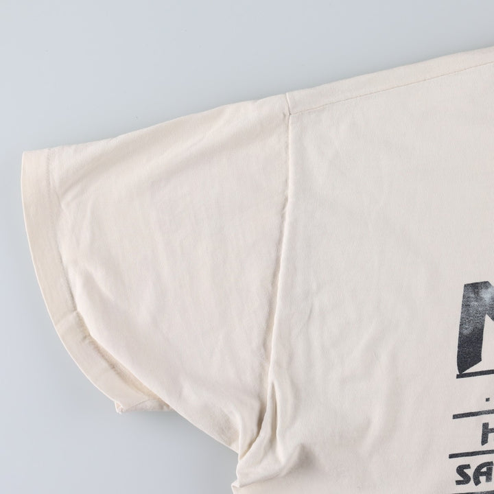 90'S Hanes BEEFY-T Print T-Shirt, Made in USA, Men's XXL equivalent. cotton ivory Vintage Second Hand
