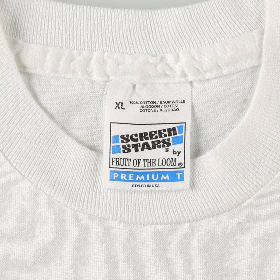 90'S Screen Stars Fruit of the Loom Animal Pattern USA-made Men's XL equivalent Vintage cotton white type Vintage Second Hand