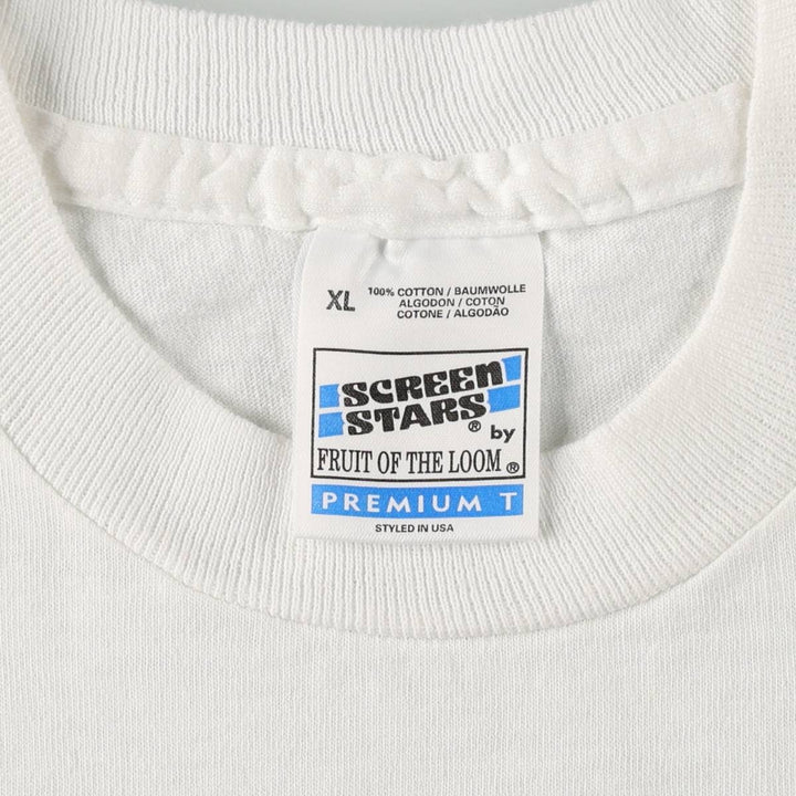 90'S Screen Stars Fruit of the Loom Animal Pattern USA-made Men's XL equivalent Vintage cotton white type Vintage Second Hand