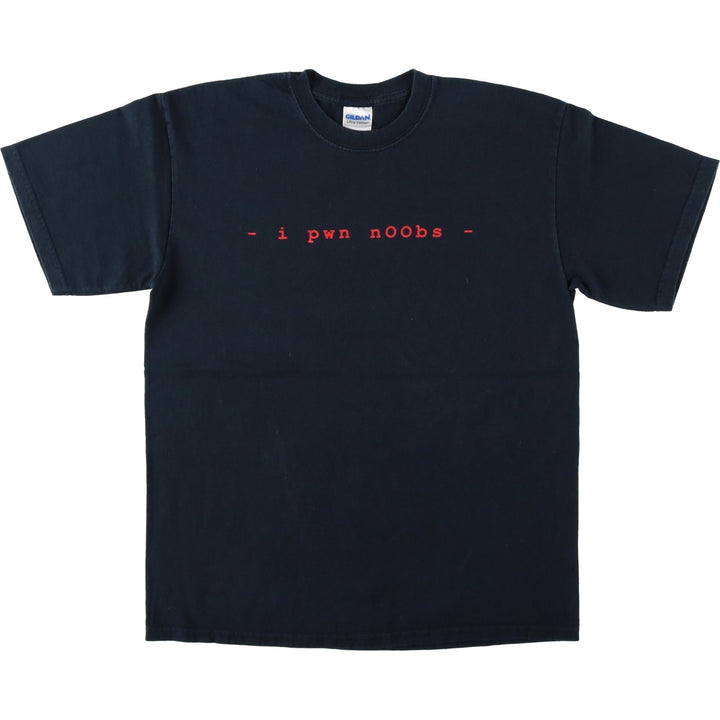 Gildan Message Print T-Shirt, Men's Size M (equivalent) cotton black type Vintage Second Hand