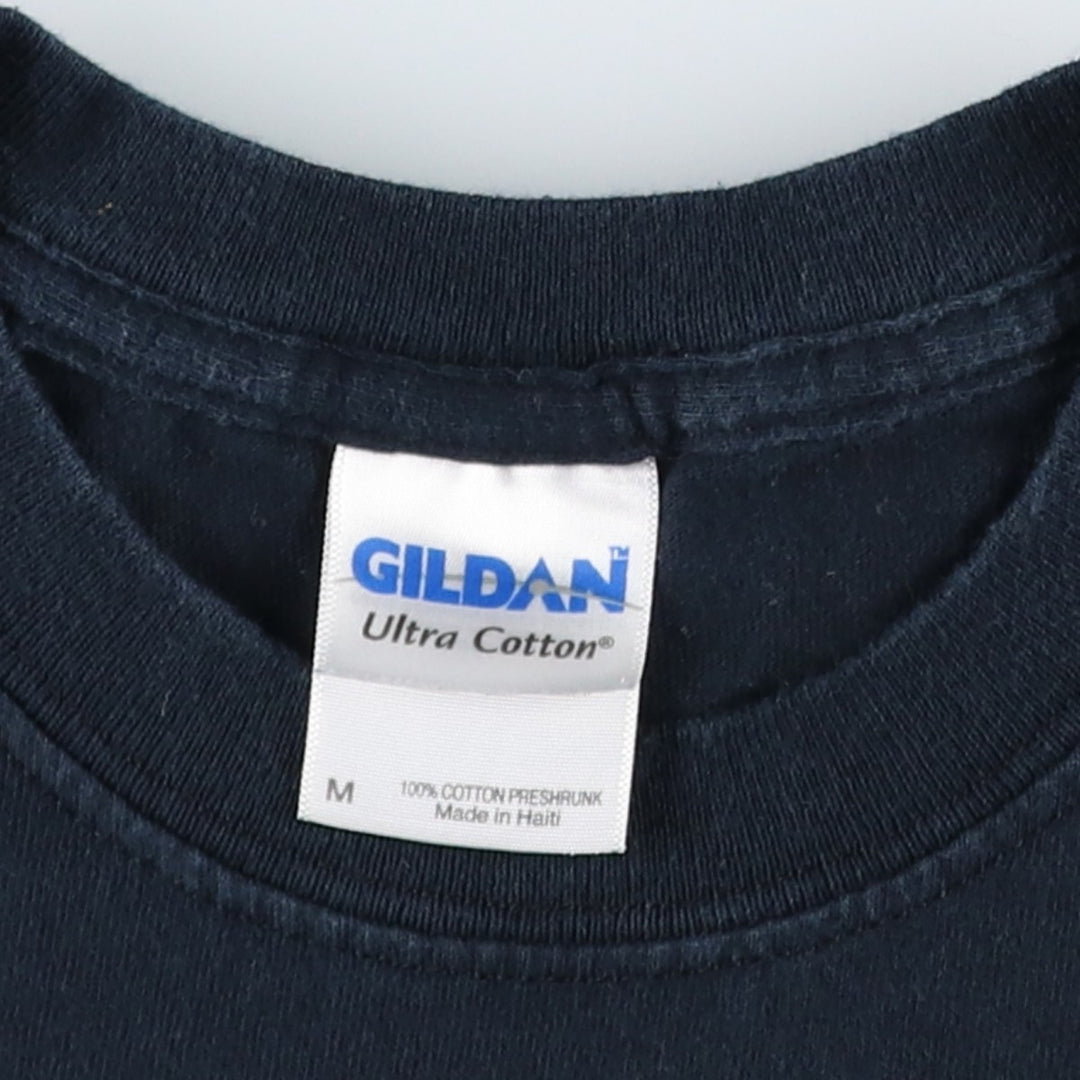 Gildan Message Print T-Shirt, Men's Size M (equivalent) cotton black type Vintage Second Hand