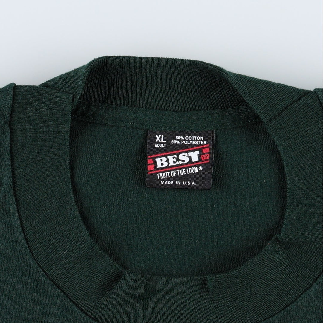 90'S Fruit of the Loom Best Printed T-shirt, Made in USA, Men's XL, Vintage cotton Green type dark green Vintage Second Hand