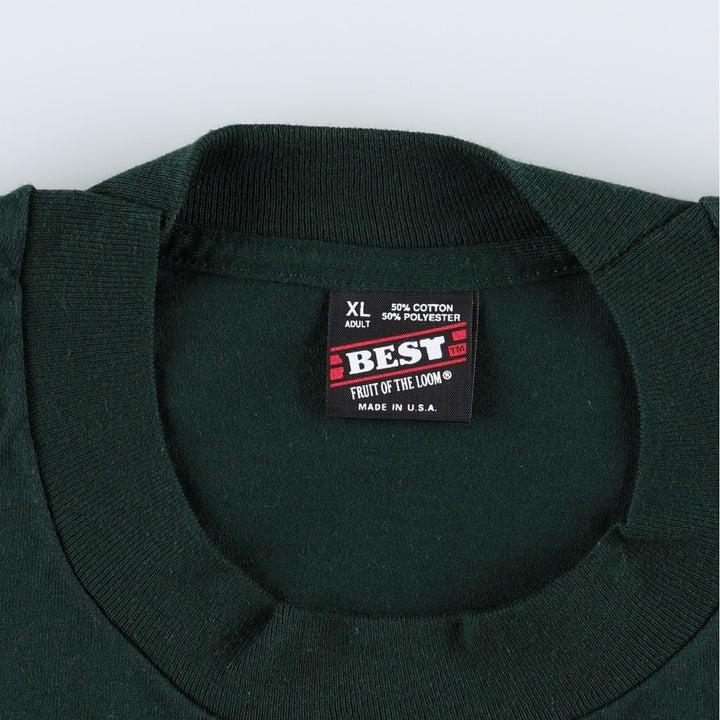 90'S Fruit of the Loom Best Printed T-shirt, Made in USA, Men's XL, Vintage cotton Green type dark green Vintage Second Hand