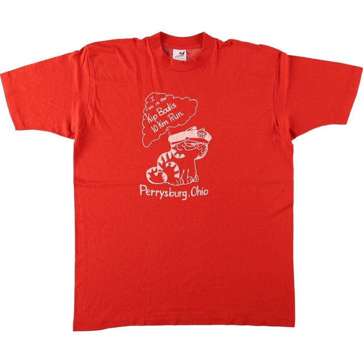 80'S Banton Print T-Shirt, Made in USA, Men's Size M (Equivalent), Vintage cotton red type Vintage Second Hand