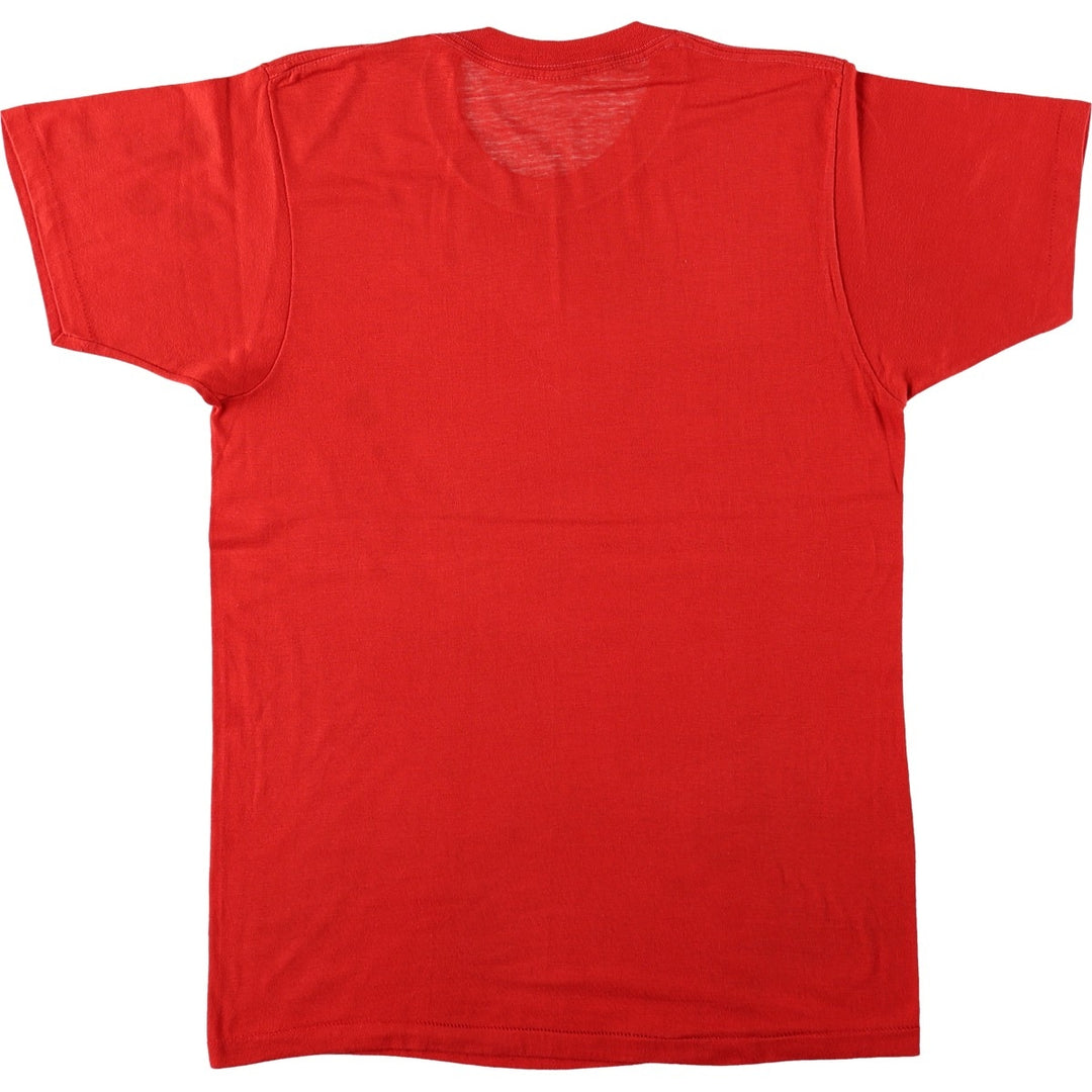 80s-90'S message print T-shirt, men's size S equivalent, vintage. unclear red type Vintage Second Hand