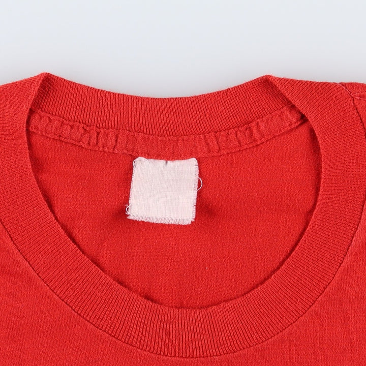 80s-90'S message print T-shirt, men's size S equivalent, vintage. unclear red type Vintage Second Hand