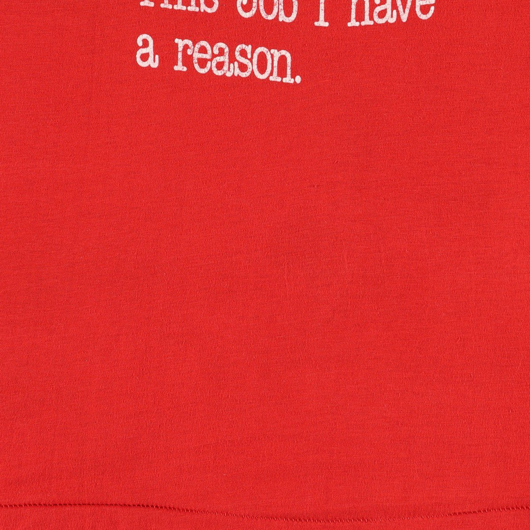 80s-90'S message print T-shirt, men's size S equivalent, vintage. unclear red type Vintage Second Hand