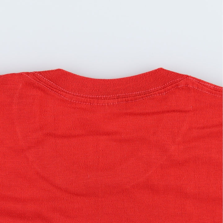 80s-90'S message print T-shirt, men's size S equivalent, vintage. unclear red type Vintage Second Hand