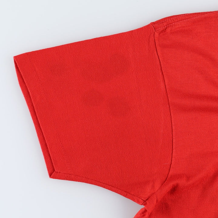 80s-90'S message print T-shirt, men's size S equivalent, vintage. unclear red type Vintage Second Hand