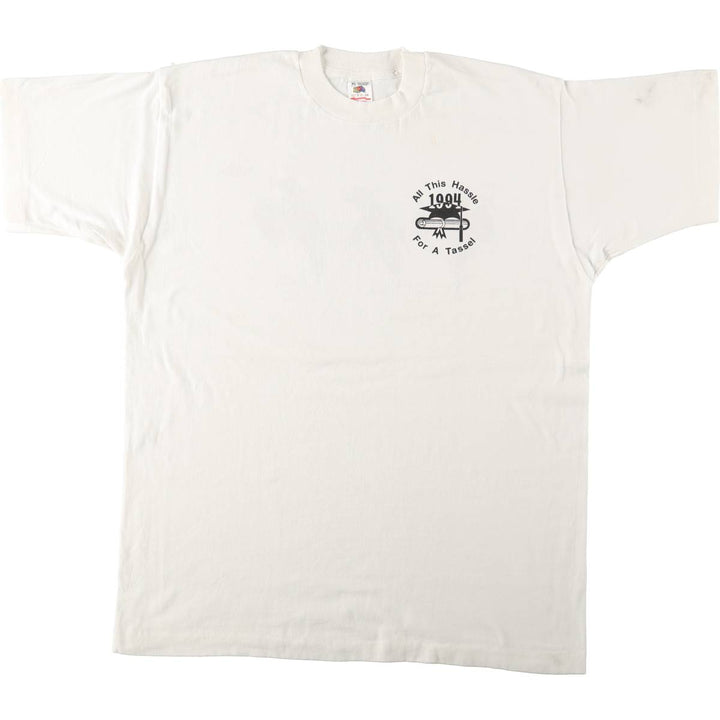 90'S Fruit of the Loom printed T-shirt, made in the USA, men's XL size, vintage cotton white type Vintage Second Hand