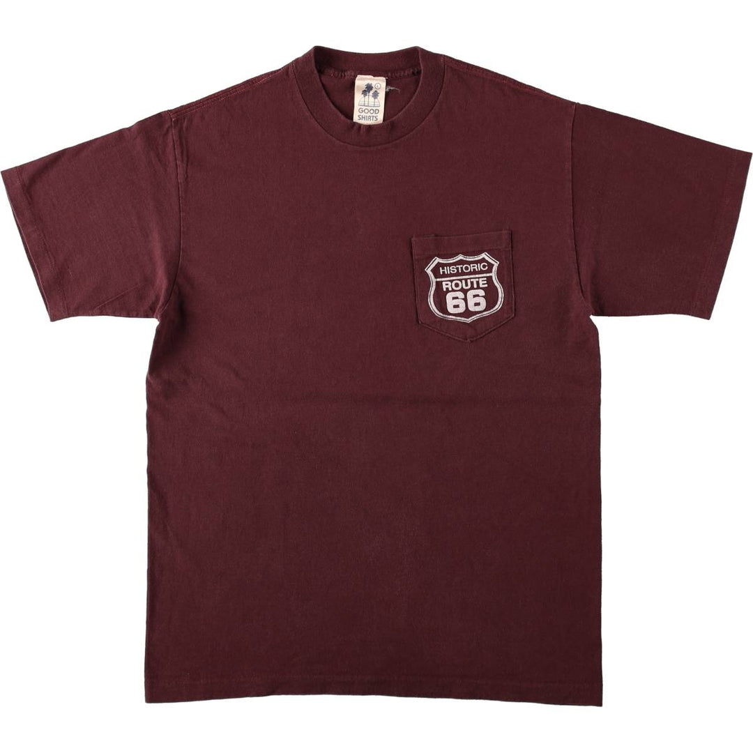 90'S GOOD SHIRTS Printed T-Shirt, Made in USA, Men's Size L unclear red type reddish brown Vintage Second Hand