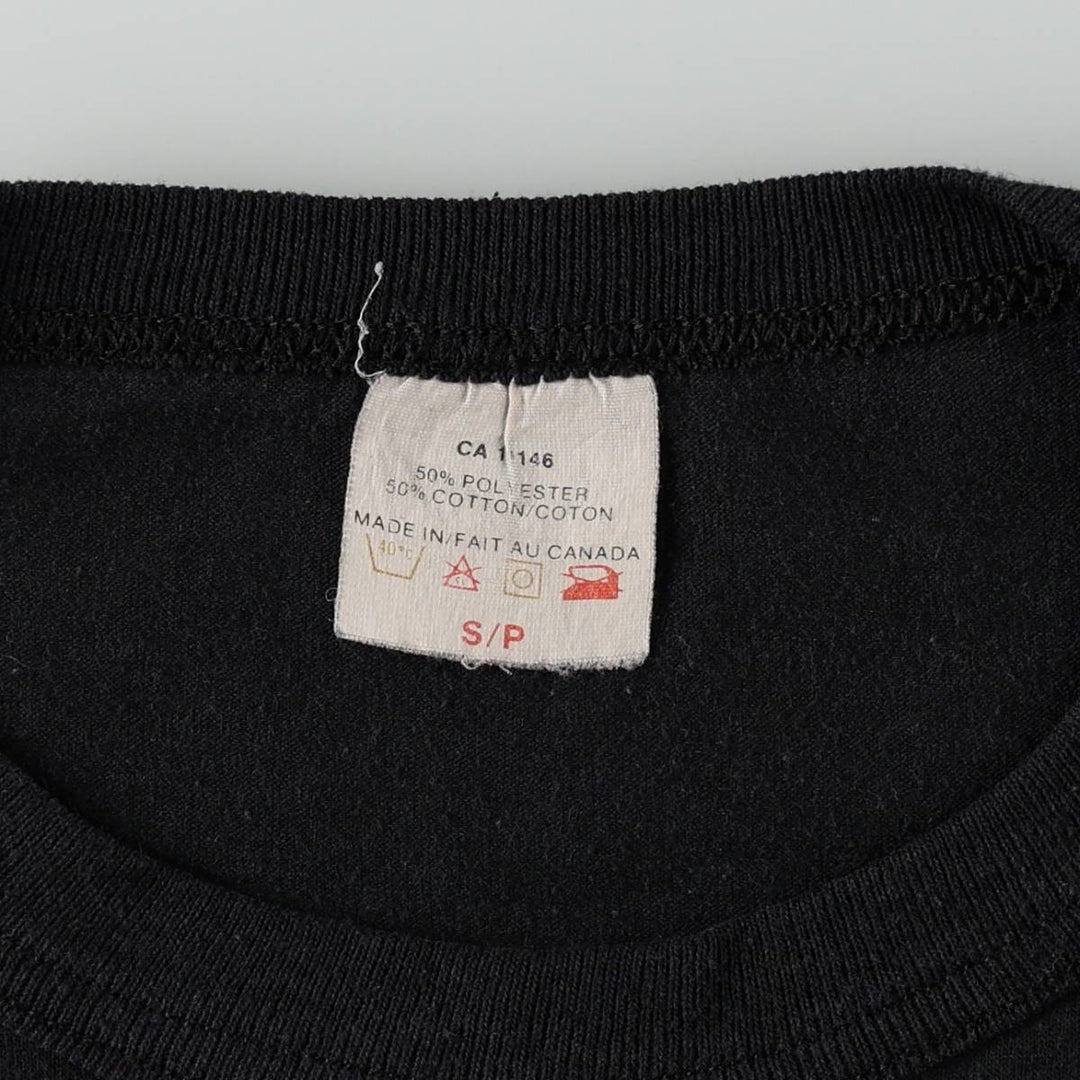 Animal Pattern Print T-Shirt, Made in Canada, Men's Size S (equivalent) cotton black type Vintage Second Hand