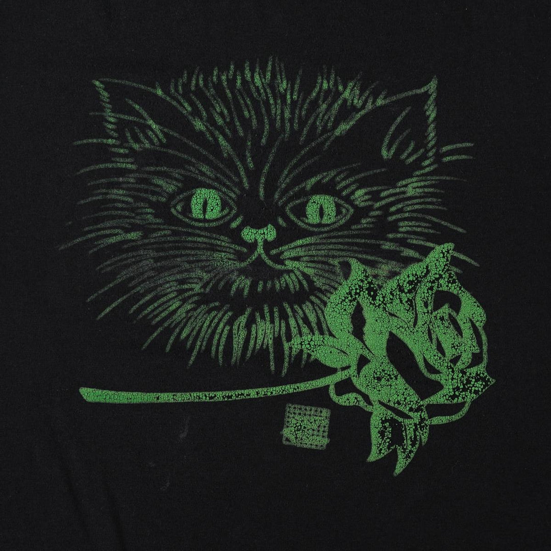 Animal Pattern Print T-Shirt, Made in Canada, Men's Size S (equivalent) cotton black type Vintage Second Hand