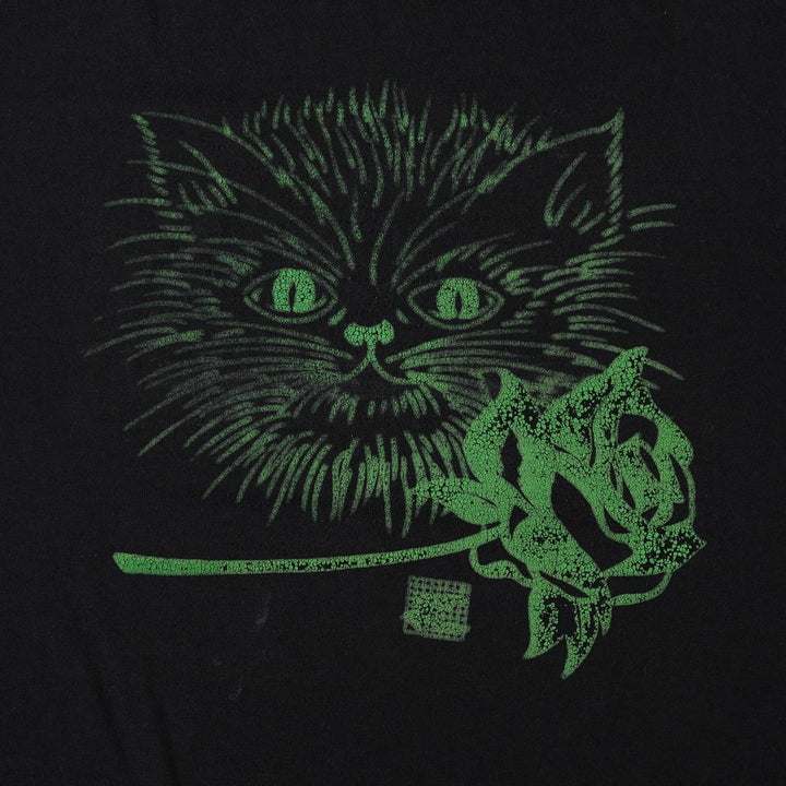 Animal Pattern Print T-Shirt, Made in Canada, Men's Size S (equivalent) cotton black type Vintage Second Hand