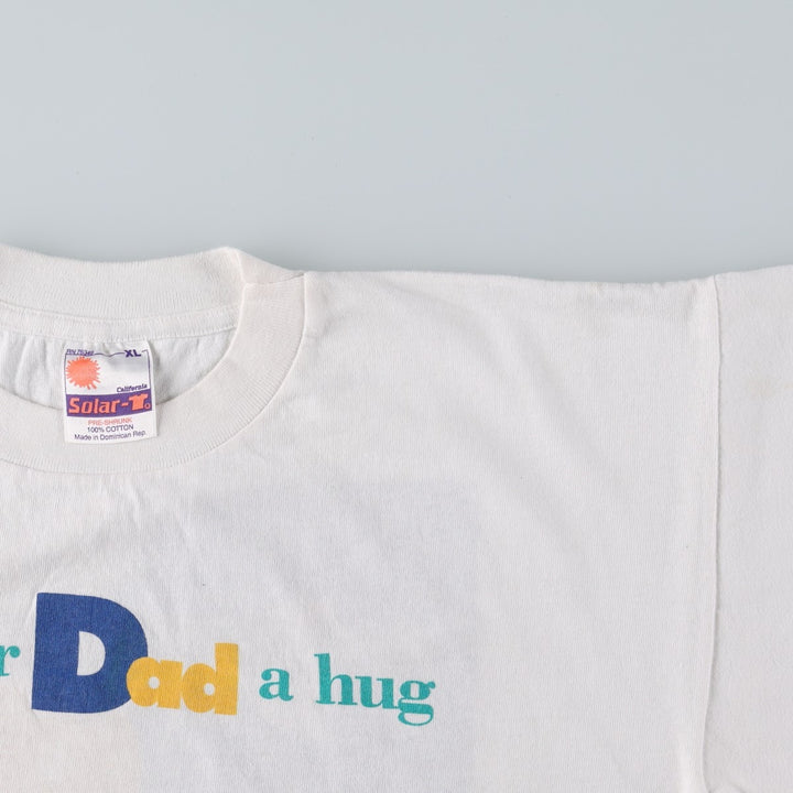 90'S SOLAR-T Message Print T-Shirt, Men's XL (approx.), Vintage cotton white type Vintage Second Hand