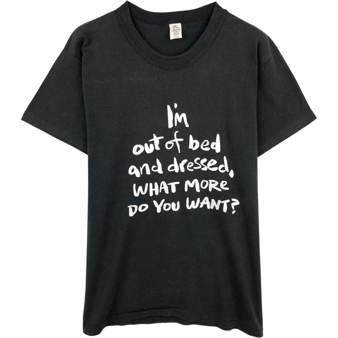 Tee Swing Message Print T-Shirt, Made in USA, Men's Size L (approx.) cotton black type Vintage Second Hand