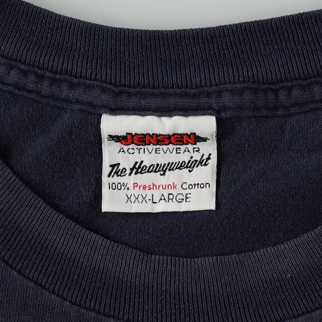 2000'S JENSEN Print T-Shirt, Made in USA, Men's Size XXXL (approx.) cotton navy blue type Vintage Second Hand