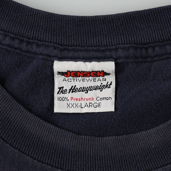 2000'S JENSEN Print T-Shirt, Made in USA, Men's Size XXXL (approx.) cotton navy blue type Vintage Second Hand