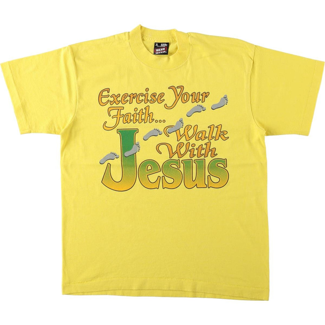 90'S Fruit of the Loom Best Print T-Shirt, Made in USA, Men's Size M (approx.), Vintage cotton yellow type Vintage Second Hand