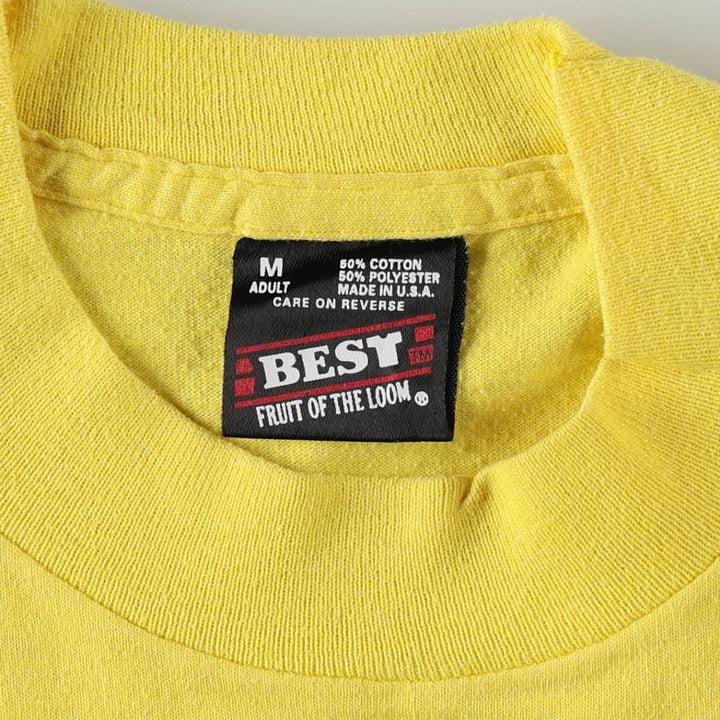 90'S Fruit of the Loom Best Print T-Shirt, Made in USA, Men's Size M (approx.), Vintage cotton yellow type Vintage Second Hand