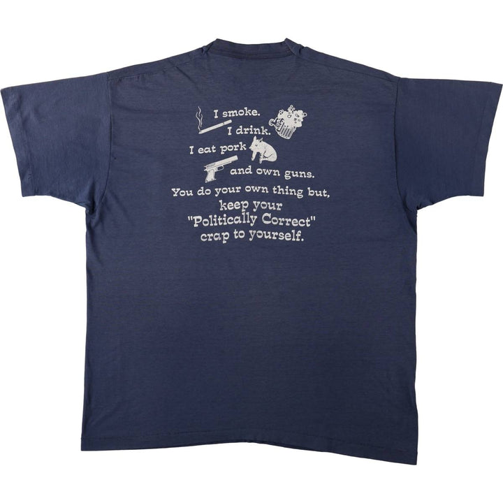 90'S Vintage Fruit of the Loom Vest Print T-Shirt, Men's XXL unclear navy blue type Vintage Second Hand