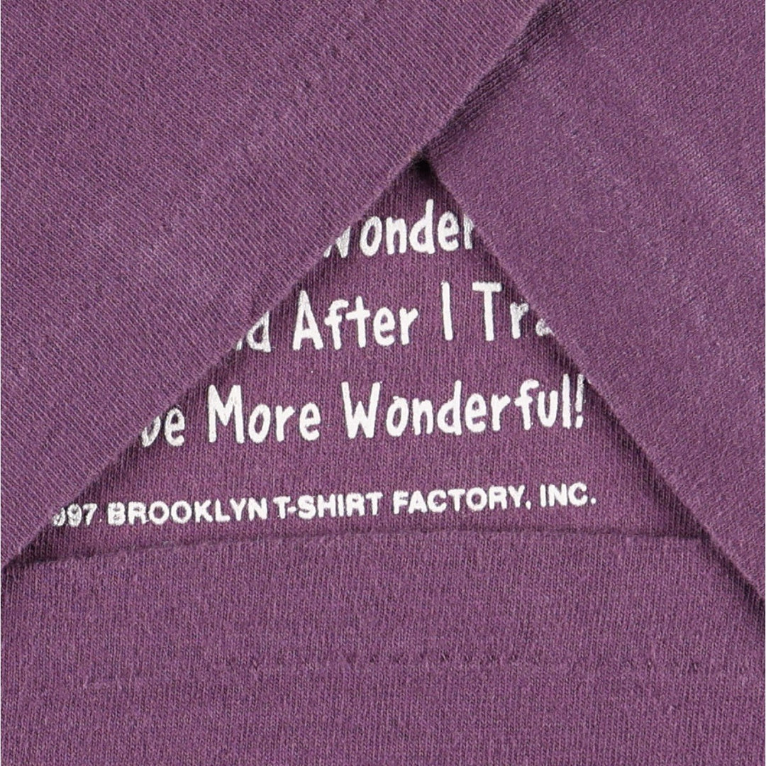 90'S Anvil Message Print T-Shirt Made in USA Men's L Size Vintage cotton purple type Vintage Second Hand