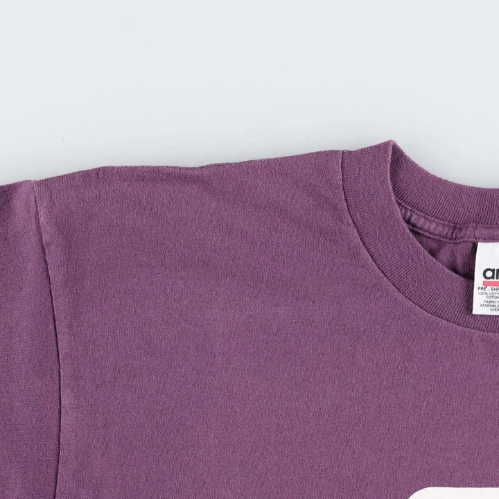 90'S Anvil Message Print T-Shirt Made in USA Men's L Size Vintage cotton purple type Vintage Second Hand