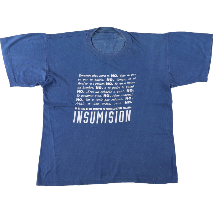 Message printed T-shirt for men (XL size) unclear navy blue type Vintage Second Hand