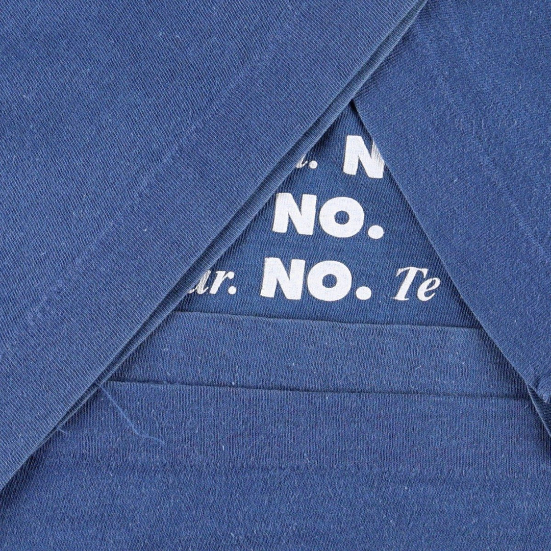 Message printed T-shirt for men (XL size) unclear navy blue type Vintage Second Hand