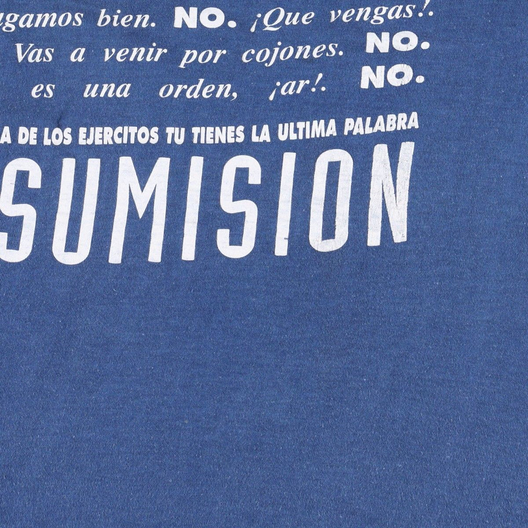 Message printed T-shirt for men (XL size) unclear navy blue type Vintage Second Hand