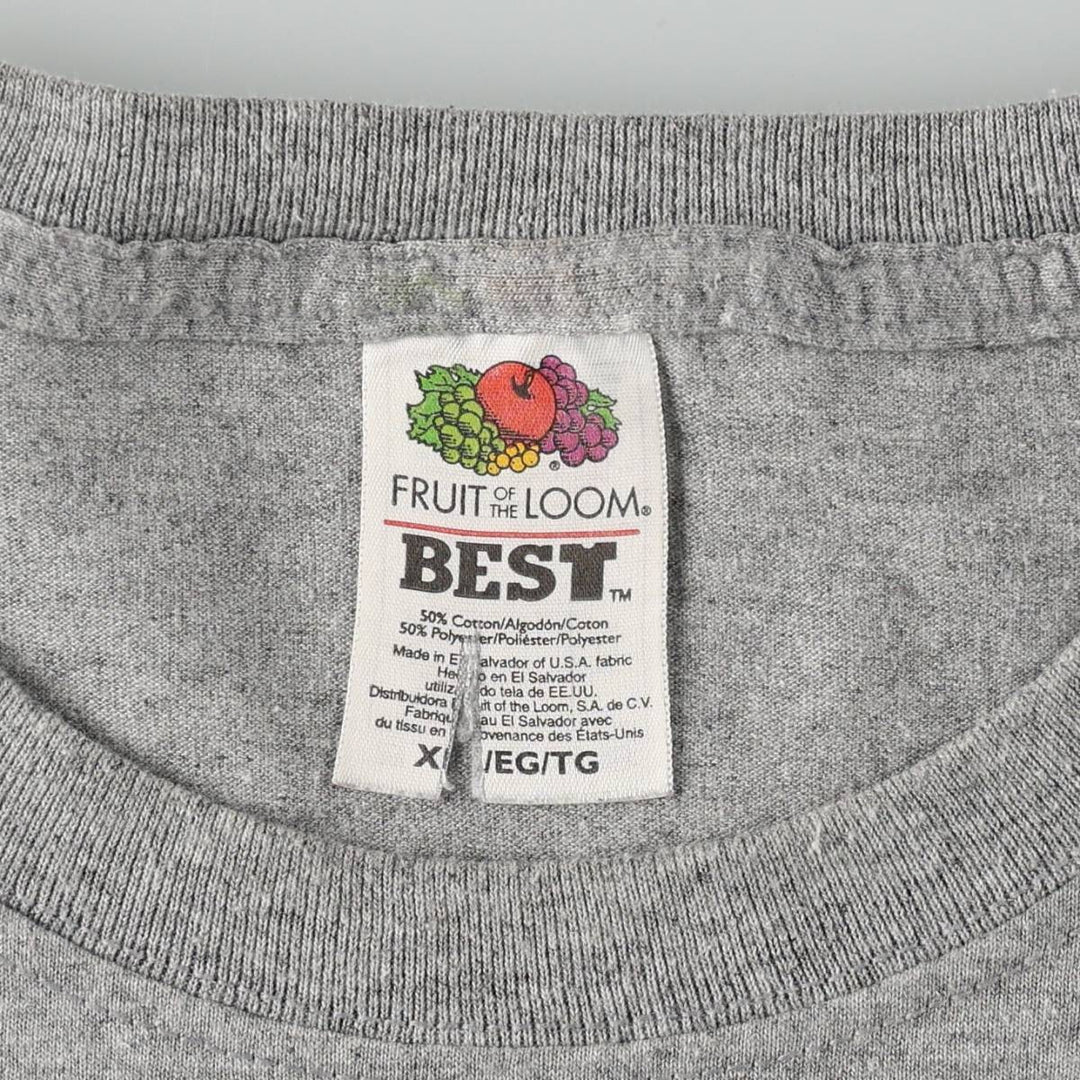 2000'S Fruit of the Loom Best Print T-Shirt, Made in USA, Men's XL cotton gray type Vintage Second Hand