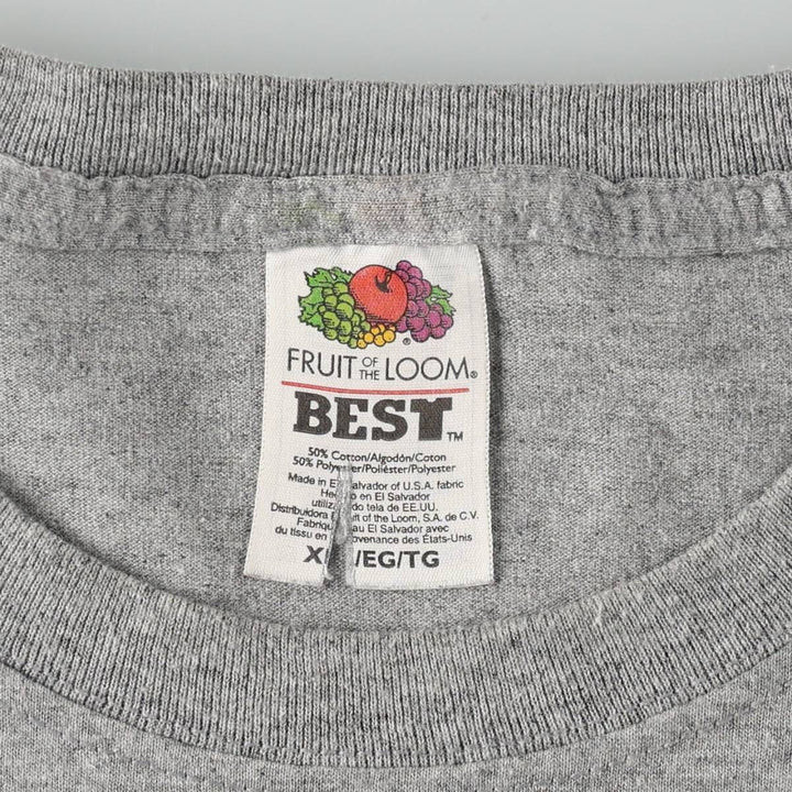 2000'S Fruit of the Loom Best Print T-Shirt, Made in USA, Men's XL cotton gray type Vintage Second Hand