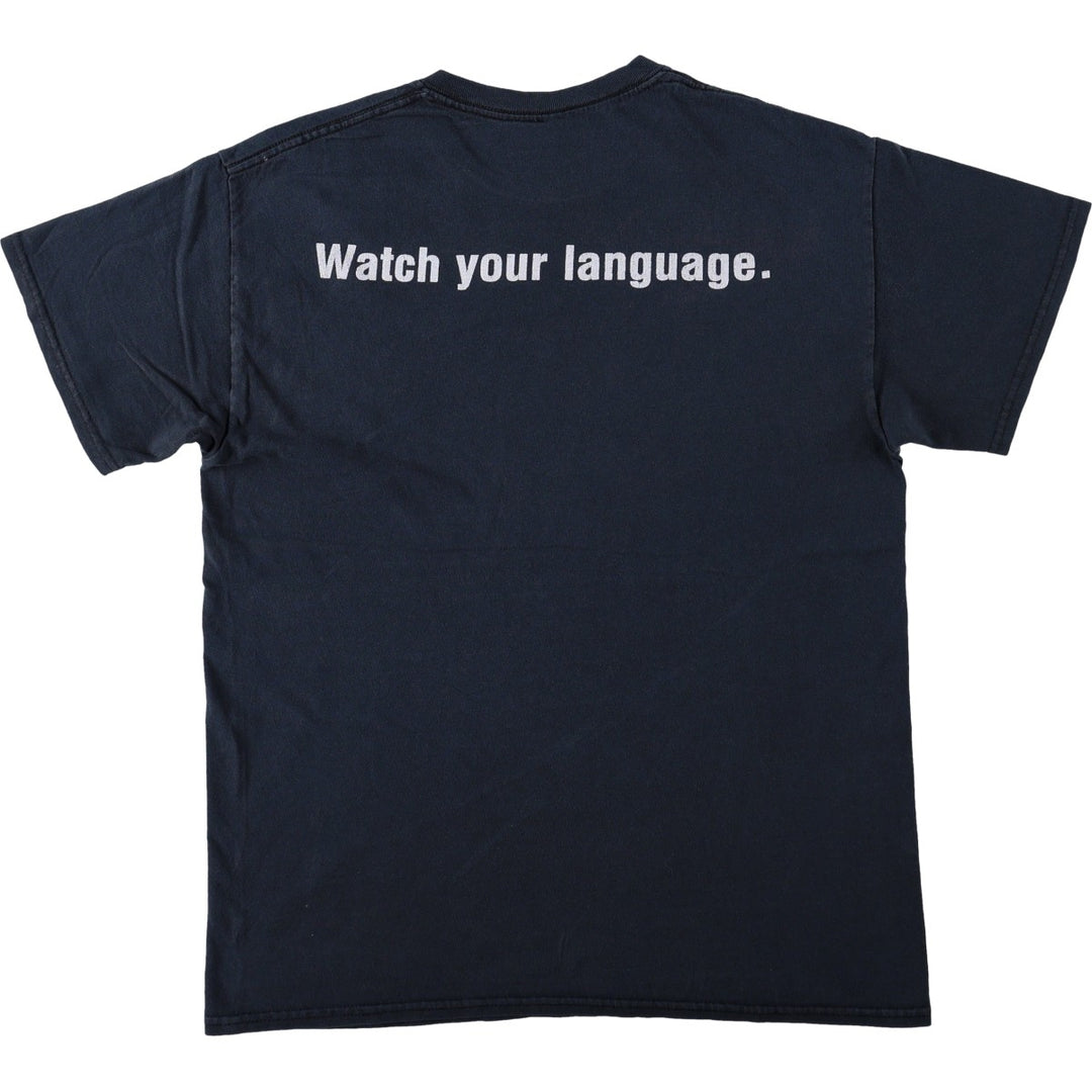Printed T-shirt, men's size XL unclear black type Vintage Second Hand